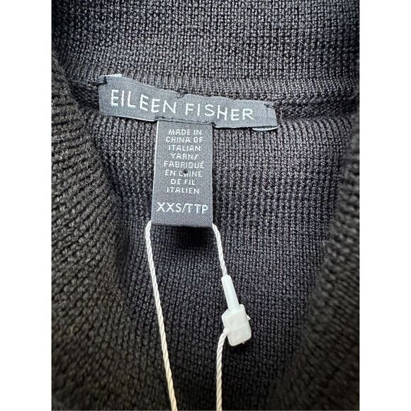 Eileen Fisher Italian Yarn NWT women’s black turtleneck box top size XXS #44-172 - Picture 3 of 6